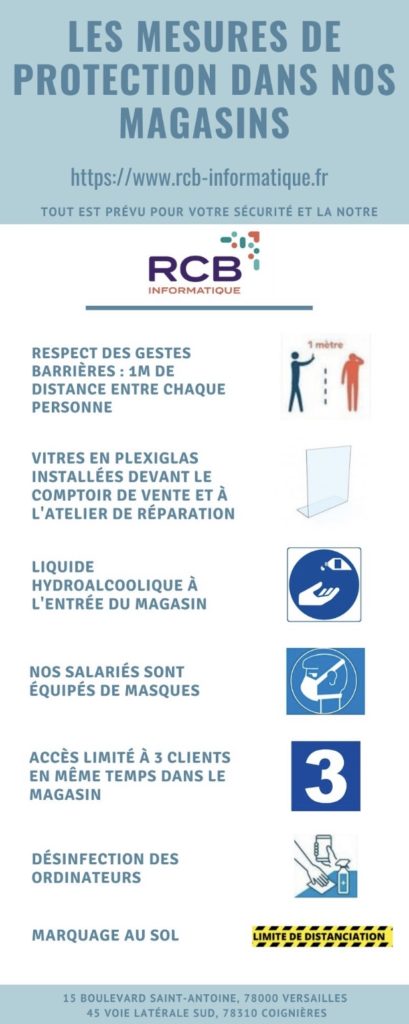 geste barrière et protection coronavirus dans le magasin informatique et dépannage